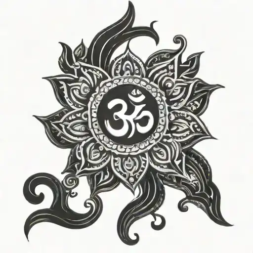 Aum And Karma Hand Tattoo Design