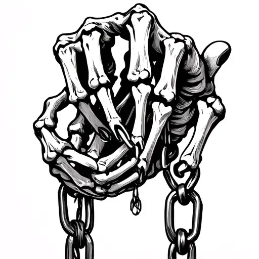Chained Skeleton Hand Holding