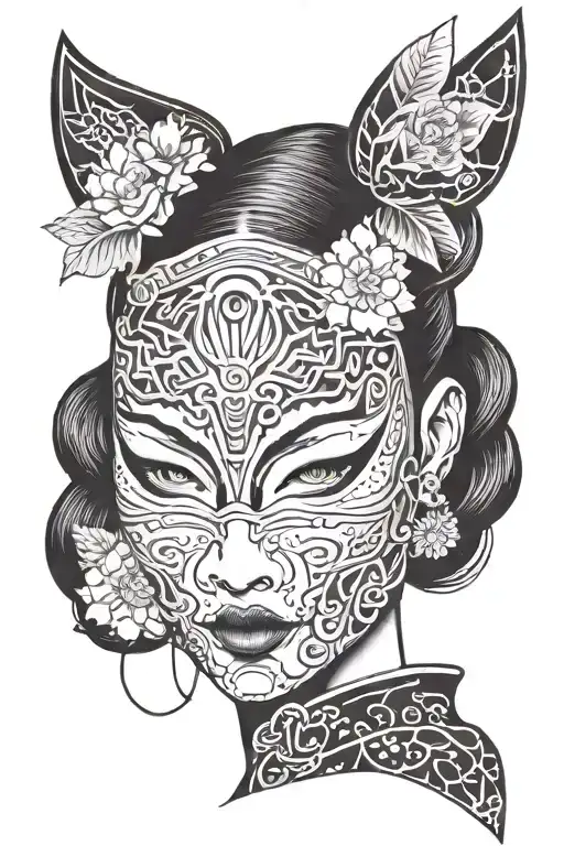 Japanese Girl With Modern Mask