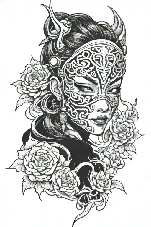 Anime Japanese Girl With Modern Mask