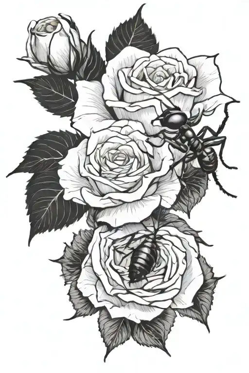 Single Ant Coming Out Of A Rose