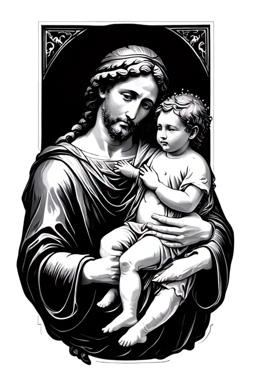 Saint Joseph Hold Baby Jesus In His Arms