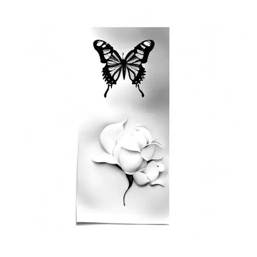A Black And White Drawing Of A Butterfly