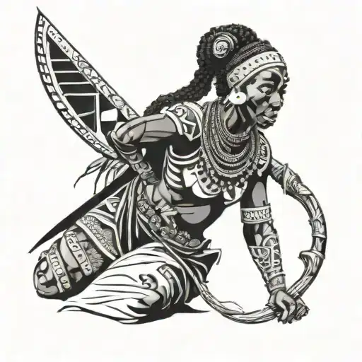 Women Maasai Warrior Wielding