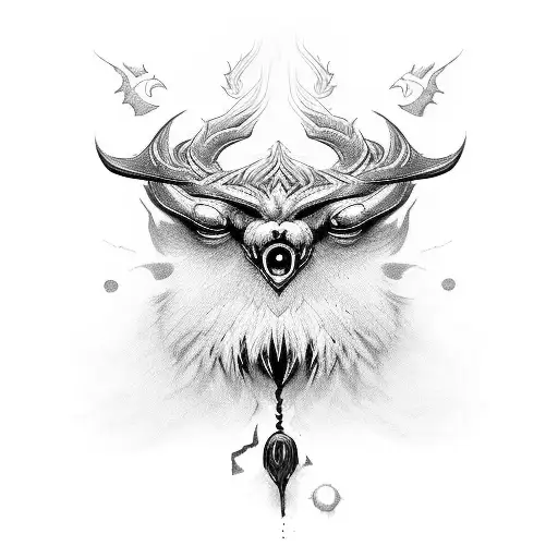 Norse Black And White Odin Tattoo With Lightning Coming Over His Eye
