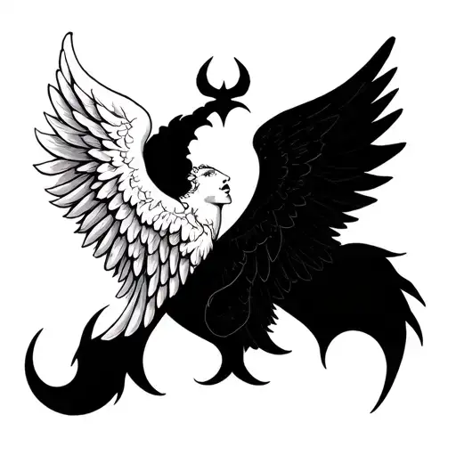 One Angel Wing And One Devil Wing Tattoo Simple