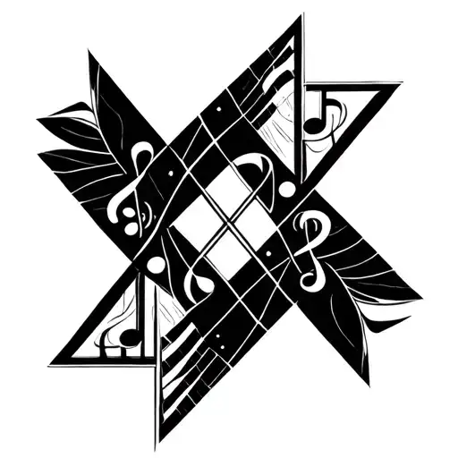 A Geometric Design Incorporating Musical Notes And Symbols