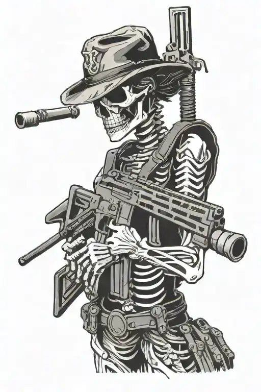 Skeleton Holding Ar-15 Rifle