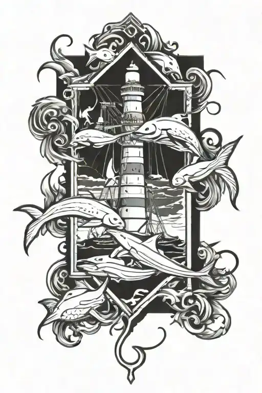 Vertical Rectangle With Marine Theme Inside