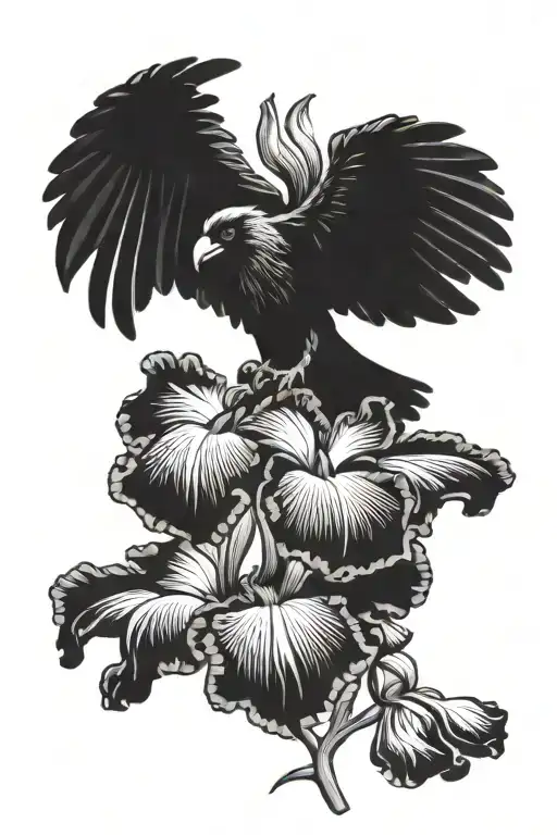 Bearded Iris Raven Flying