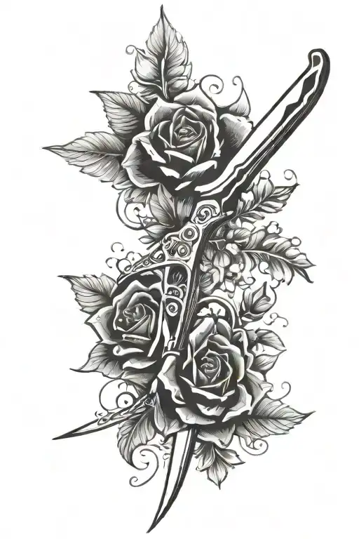 Scissors With A Sharp Tip And Floral Handle