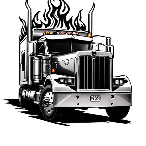 Semi Truck And Cowboys And Fire