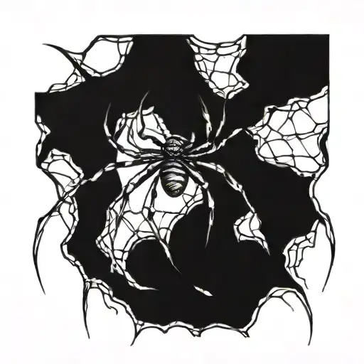 A Spider With Long Legs Descending On A Web