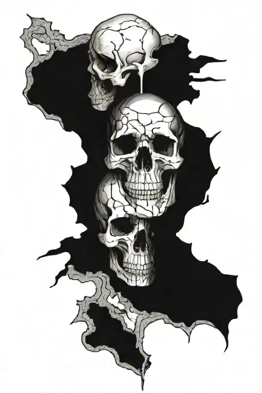 Skull Split In Half With A Black Hole In It