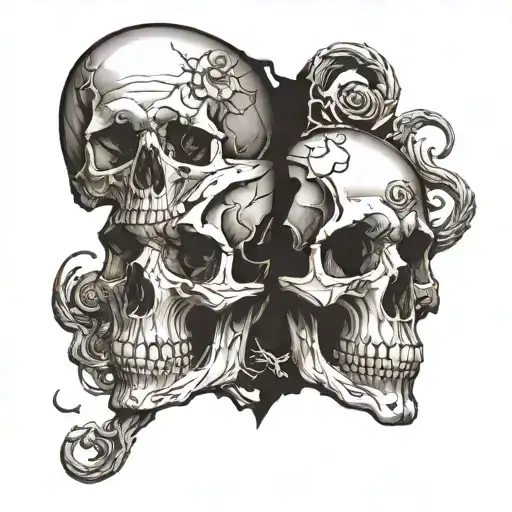 Skull Split In Half With A Black Hole In It