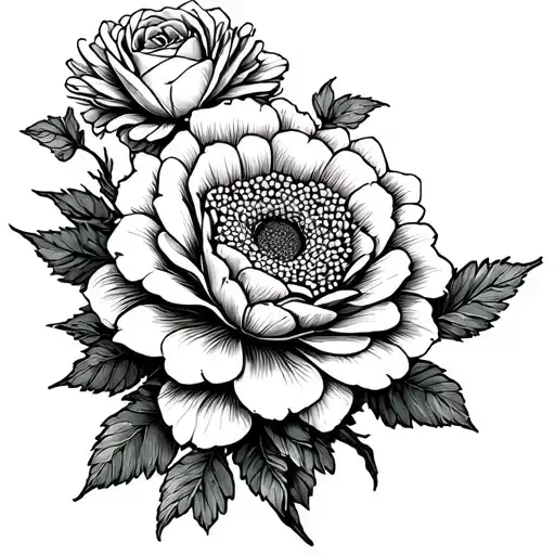 Rose Marigold Chrysanthemum Flowers Intertwined