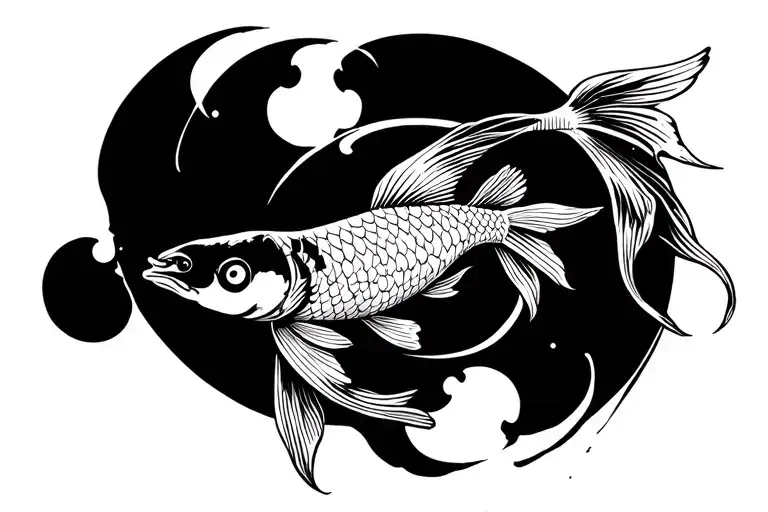 Koi Fish And Bird
