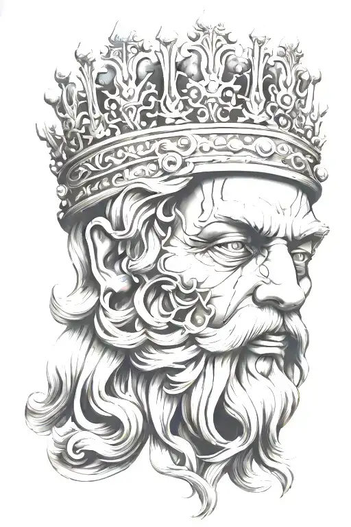 God Is King Realistic Tattoo Design