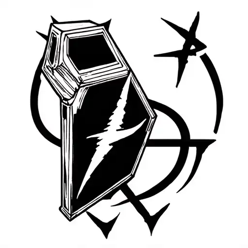 Anarchy Symbol Combined Coffin Surrounded