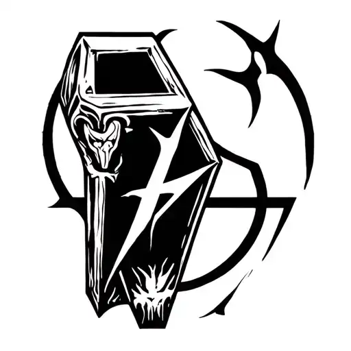 Anarchy Symbol Combined Coffin Surrounded