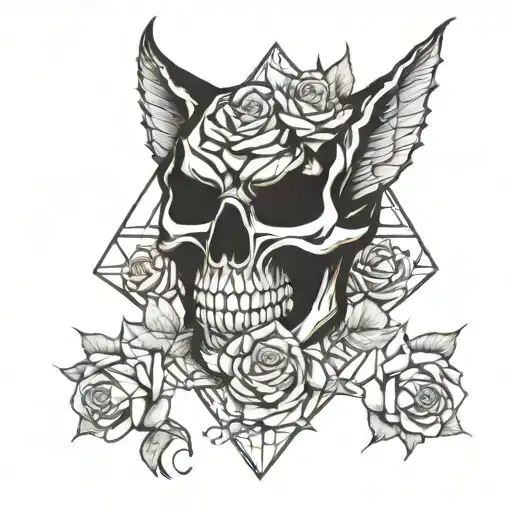 Pyramid Dragon Roses Skull Bi Colour Cat