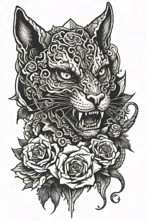 Pyramid Dragon Roses Skull Bi Colour Cat