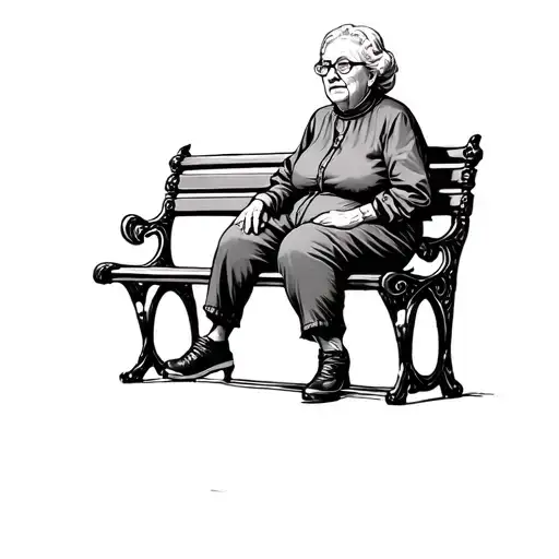 Grandma Sitting On A Bench