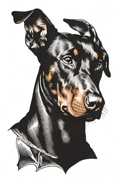 Doberman And A Man In A Balaclava In The Background