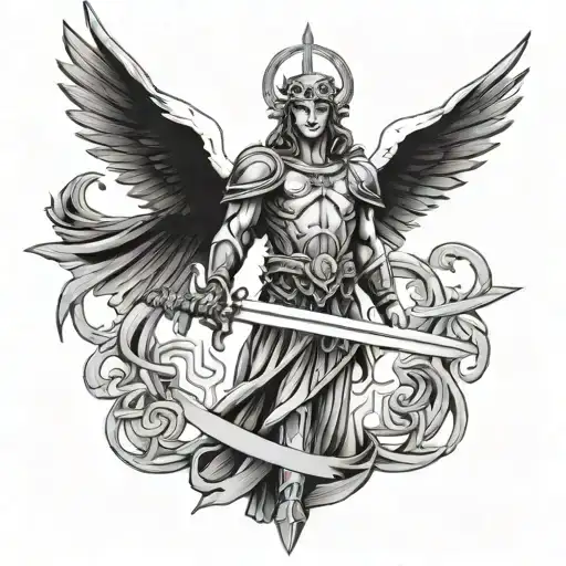 Archangel Michael Sword With Cross Intertwined