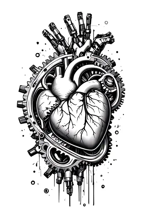 Gears With The Heart And Robotic Arm Com Raios