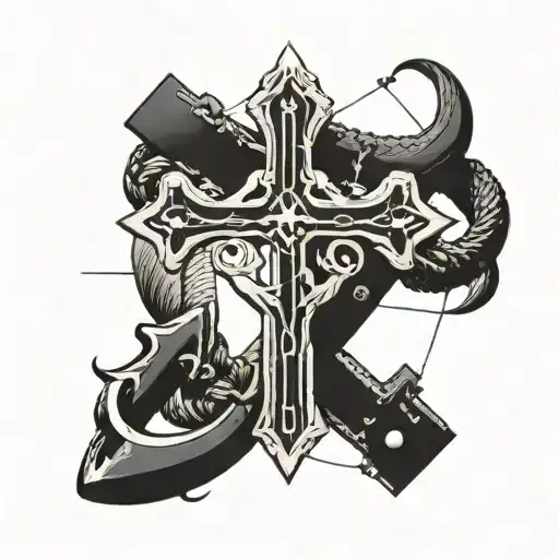 Word Faith In Shape Of Cross With Dotted Line Connecting It To An Anchor