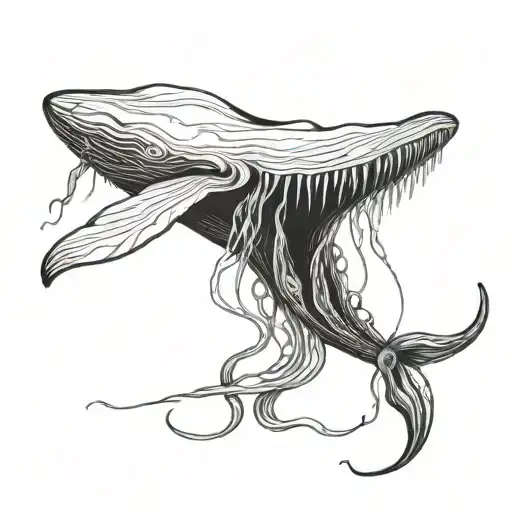 Shoulder Giant Squid Wrapping Its Tentacles Around A Whale
