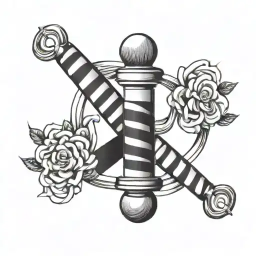 A Barber Pole Intertwined With An Infinity Symbol To Represent Family Loyalty