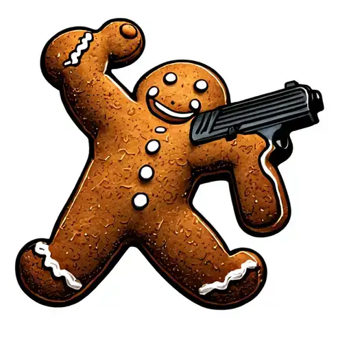 I Want Gingerbread Man With Two Tec 9 Flying