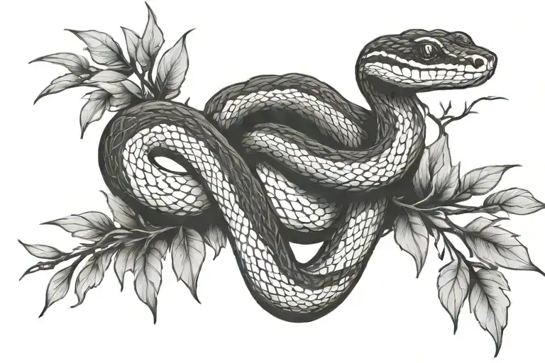 Snake On Branch Back To Shouder Bone