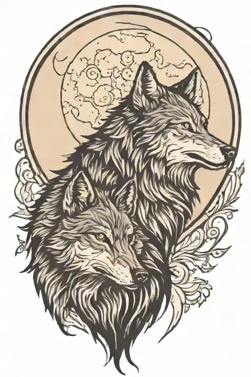 Traditional Wolf Howling At The Moon