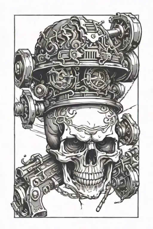 A Skull With Barbells As Crossbones And Guns As Eyes