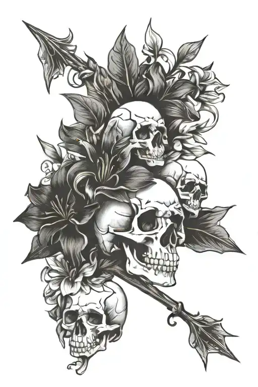 Skulls Lilies Arrow