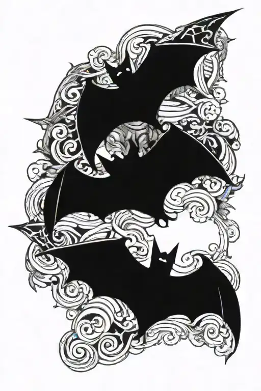 Three Bats Flying Across