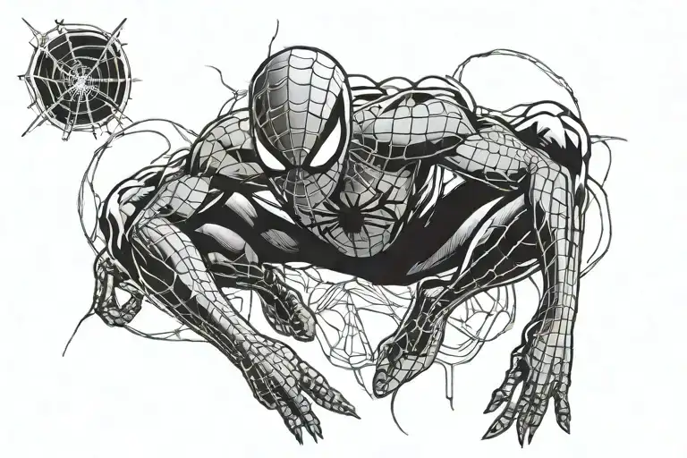 Spiderman Comic Book Style Tattoo Featuring
