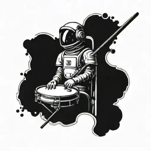 Astronaute And Drum Stick