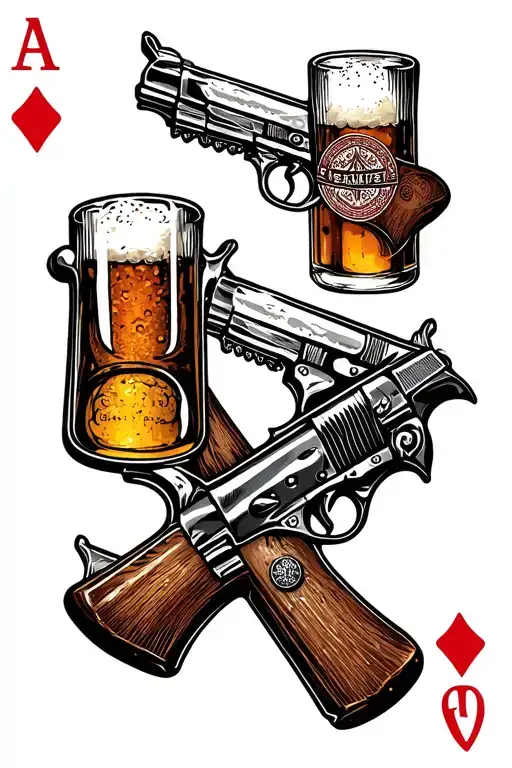 Cards Beer Guns Crossed