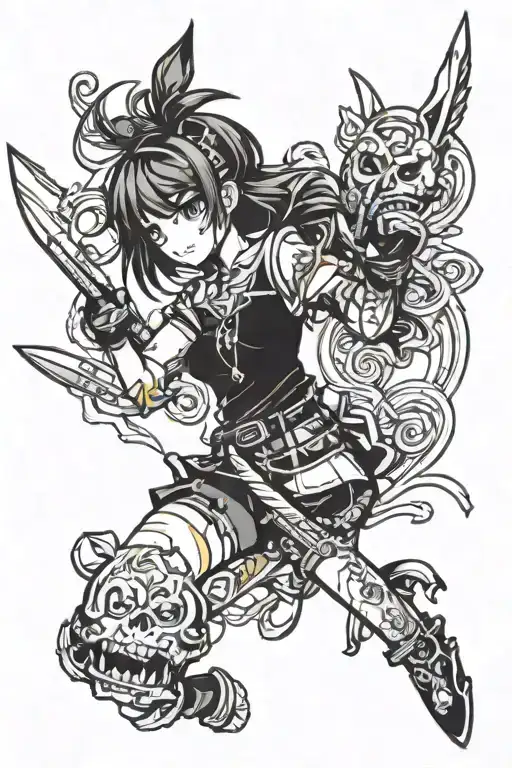 Cute Crazy Anime Girl Holding Knife Cutting