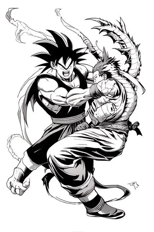 Vegueta Dragon Ball And Zoro Fighting