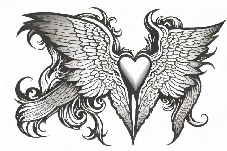 Angel Wings With Rays Of Sun In The Background