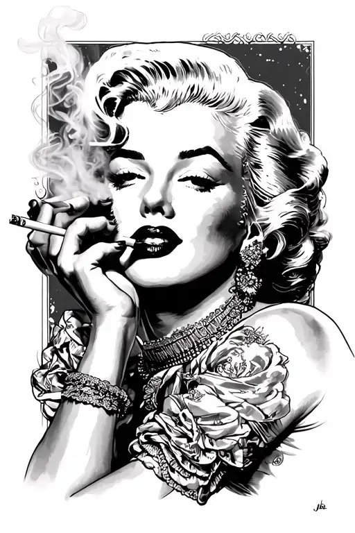 Marilin Monroe Smoking Cigarette