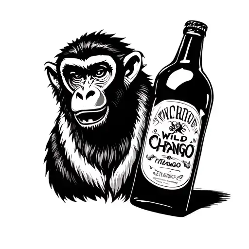 Wild Chango With An Alcohol Bottle