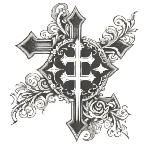 Tattoo With Cross At The Middle