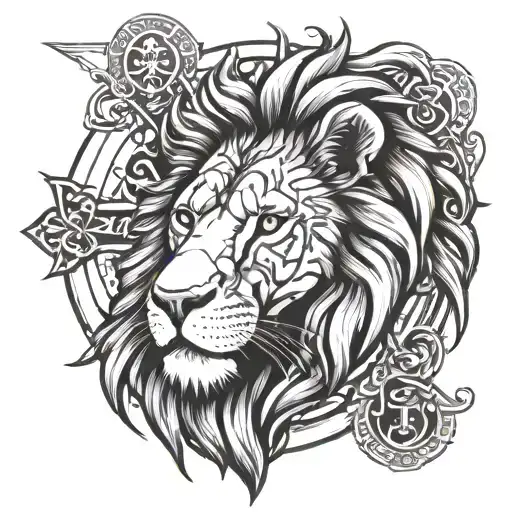 Lion And Cross Surrounded