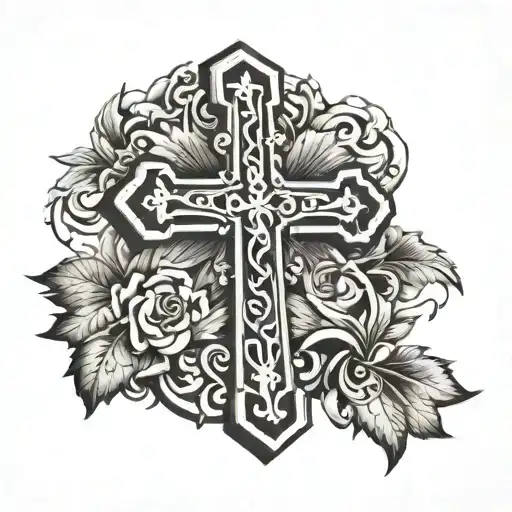 Wooden Cross Tattoo Design